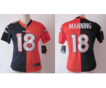 Nike Denver Broncos #18 Peyton Manning Blue/Orange Two Tone Womens Jersey