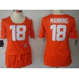 Nike Denver Broncos #18 Peyton Manning Breast Cancer Awareness Orange Womens Jersey