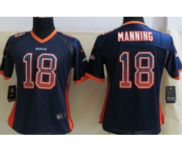 Nike Denver Broncos #18 Peyton Manning Drift Fashion Blue Womens Jersey