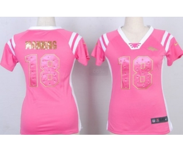Nike Denver Broncos #18 Peyton Manning Drilling Sequins Pink Womens Jersey