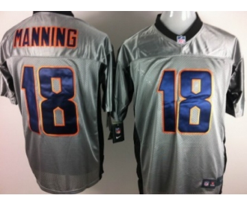 Nike Denver Broncos #18 Peyton Manning Gray Shadow Elite Jersey