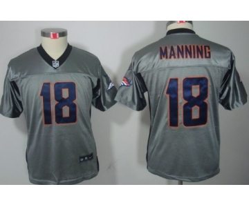 Nike Denver Broncos #18 Peyton Manning Gray Shadow Kids Jersey