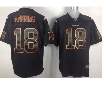 Nike Denver Broncos #18 Peyton Manning Lights Out Black Game Jersey