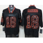 Nike Denver Broncos #18 Peyton Manning Lights Out Black Ornamented Elite Jersey