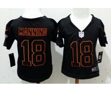 Nike Denver Broncos #18 Peyton Manning Lights Out Black Toddlers Jersey