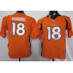 Nike Denver Broncos #18 Peyton Manning Orange Game Kids Jersey