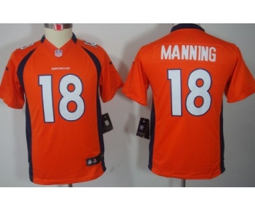 Nike Denver Broncos #18 Peyton Manning Orange Limited Kids Jersey
