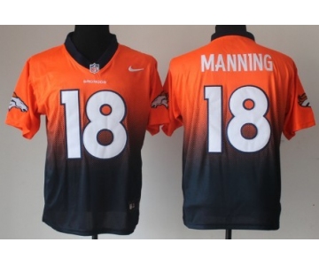 Nike Denver Broncos #18 Peyton Manning Orange/Blue Fadeaway Elite Jersey