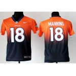 Nike Denver Broncos #18 Peyton Manning Orange/Blue Fadeaway Kids Jersey