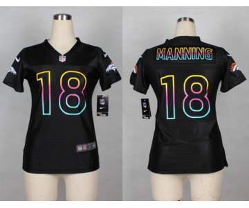 Nike Denver Broncos #18 Peyton Manning Pro Line Black Fashion Womens Jersey