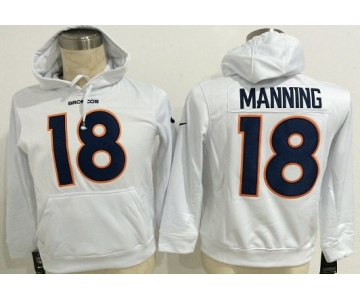 Nike Denver Broncos #18 Peyton Manning White Hoodie
