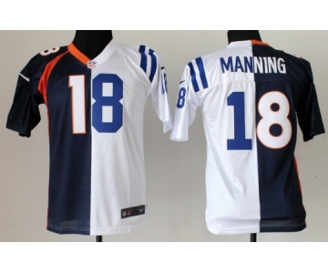Nike Indianapolis Colts&Denver Broncos #18 Peyton Manning Blue/White Two Tone Kids Jersey