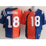 Nike Indianapolis Colts&Denver Broncos #18 Peyton Manning Orange/Blue Two Tone Elite Jersey