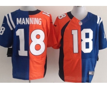 Nike Indianapolis Colts&Denver Broncos #18 Peyton Manning Orange/Blue Two Tone Elite Jersey