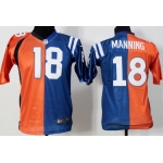 Nike Indianapolis Colts&Denver Broncos #18 Peyton Manning Orange/Blue Two Tone Kids Jersey