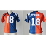 Nike Indianapolis Colts&Denver Broncos #18 Peyton Manning Orange/Blue Two Tone Womens Jersey