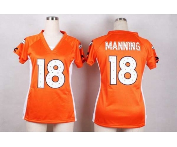 Women's Denver Broncos #18 Peyton Manning 2015 Orange With Diamonds Jersey