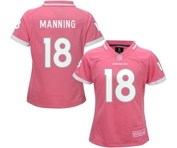 Women's Denver Broncos #18 Peyton Manning Pink Bubble Gum 2015 NFL Jersey