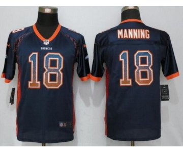 Youth Denver Broncos #18 Peyton Manning Navy Blue Drift Fashion Stitched Nike NFL Football Jersey