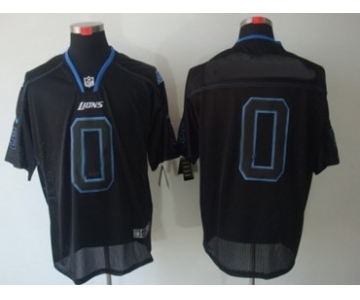 Men's Nike Detroit Lions Customized Lights Out Black Elite Jersey