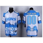 New Detroit Lions Customized Blue Men's Stitched NFL Elite Noble Fashion Jersey