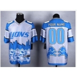 New Detroit Lions Customized Blue Men's Stitched NFL Elite Noble Fashion Jersey