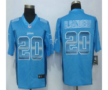 Detroit Lions #20 Barry Sanders Royal Blue Strobe 2015 NFL Nike Fashion Jersey