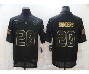Men's Detroit Lions #20 Barry Sanders Black 2020 Salute To Service Stitched NFL Nike Limited Jersey