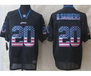 Nike Detroit Lions #20 Barry Sanders 2014 USA Flag Fashion Black Elite Jersey