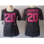 Nike Detroit Lions #20 Barry Sanders Breast Cancer Awareness Gray Womens Jersey