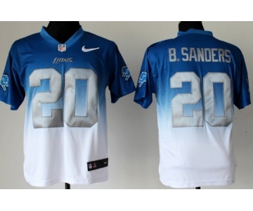 Nike Detroit Lions #20 Barry Sanders Light Blue/White Fadeaway Elite Jersey