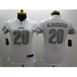 Nike Detroit Lions #20 Barry Sanders Platinum White Limited Womens Jersey