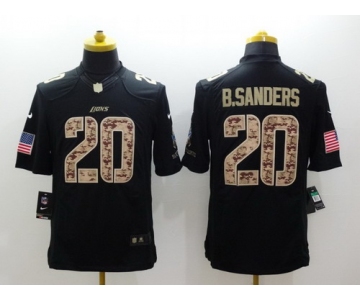 Nike Detroit Lions #20 Barry Sanders Salute to Service Black Limited Jersey