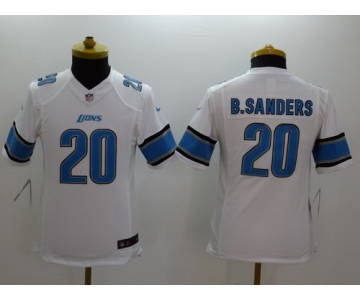 Nike Detroit Lions #20 Barry Sanders White Limited Kids Jersey