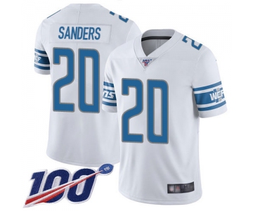 Nike Lions #20 Barry Sanders White Men's Stitched NFL 100th Season Vapor Limited Jersey