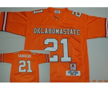 Oklahoma State Cowboys #21 Barry Sanders Orange Throwback Jersey