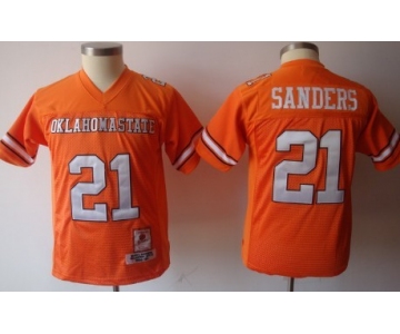 Oklahoma State Cowboys #21 Barry Sanders Orange Throwback Kids Jersey