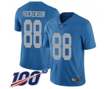 Nike Lions #88 T.J. Hockenson Blue Throwback Men's Stitched NFL 100th Season Vapor Limited Jersey