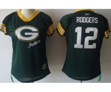 Green Bay Packers #12 Aaron Rodgers 2011 Green Womens Field Flirt Fashion Jersey