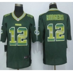 Green Bay Packers #12 Aaron Rodgers Green Strobe 2015 NFL Nike Fashion Jersey