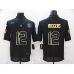 Men's Green Bay Packers #12 Aaron Rodgers Black 2020 Salute To Service Stitched NFL Nike Limited Jersey