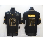 Men's Green Bay Packers #12 Aaron Rodgers Black Gold 2020 Salute To Service Stitched NFL Nike Limited Jersey