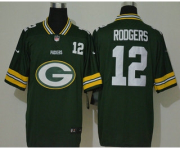 Men's Green Bay Packers #12 Aaron Rodgers Green 2020 Big Logo Number Vapor Untouchable Stitched NFL Nike Fashion Limited Jersey