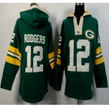 Men's Green Bay Packers #12 Aaron Rodgers Green Team Color 2015 NFL Hoody