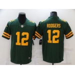 Men's Green Bay Packers #12 Aaron Rodgers Green Yellow 2021 Vapor Untouchable Stitched NFL Nike Limited Jersey