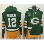 Men's Green Bay Packers #12 Aaron Rodgers NEW Green Pocket Stitched NFL Pullover Hoodie