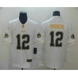 Men's Green Bay Packers #12 Aaron Rodgers White 100th Season Golden Edition Jersey