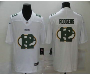 Men's Green Bay Packers #12 Aaron Rodgers White 2020 Shadow Logo Vapor Untouchable Stitched NFL Nike Limited Jersey