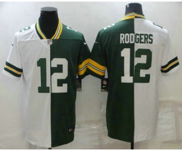 Men's Green Bay Packers #12 Aaron Rodgers White Green Two Tone 2021 Vapor Untouchable Stitched Nike Limited Jersey