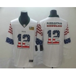 Men's Green Bay Packers #12 Aaron Rodgers White Independence Day Stars  Stripes Jersey
